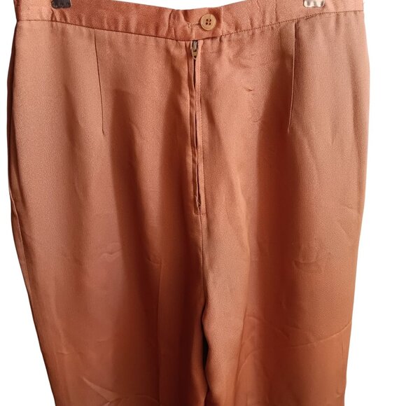 Vintage Womens Pants 10 27x30 John Meyer 1960's Shiny Pleated Salmon Pink - Picture 3 of 6